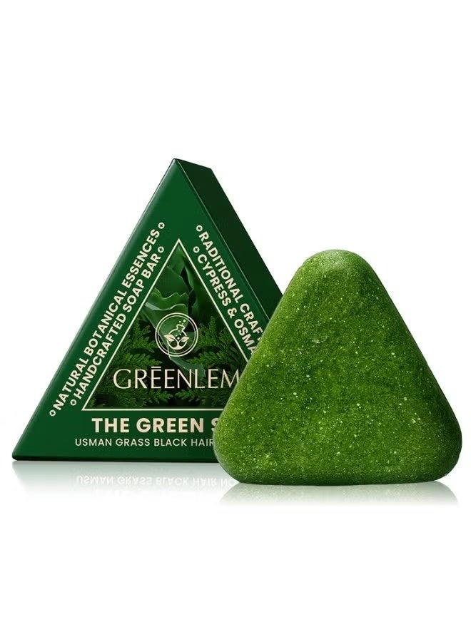 Greenlem Usman Grass Black Hair Nourishing Shampoo Soap 120g – Handmade, Strengthens Hair, Prevents Hair Fall, Softens, Adds Natural Shine, Protects Scalp & Promotes Healthy, Fluffy Hair - Image 1